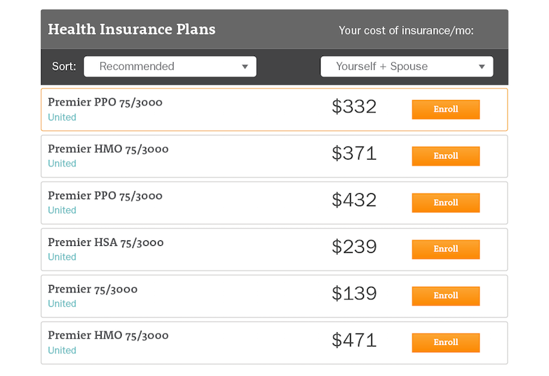 zenefits insurance options